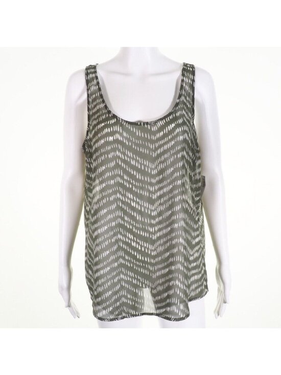 Old Navy Tops - Old Navy Womens Large Tunic Tank Green & White Sleeveless Sheer
